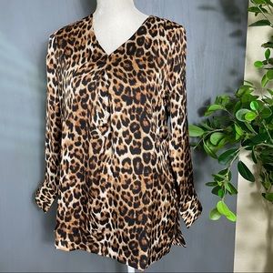 Chico’s animal print satin blouse